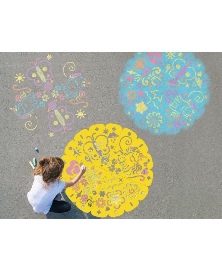 Mandalu zīmēšanas komplekts āra aktivitātēm GRAFIX, 57 cm, 6 krītiņi