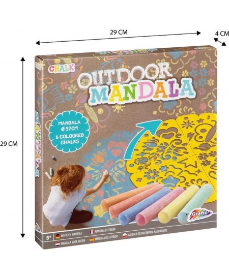 Mandalu zīmēšanas komplekts āra aktivitātēm GRAFIX, 57 cm, 6 krītiņi