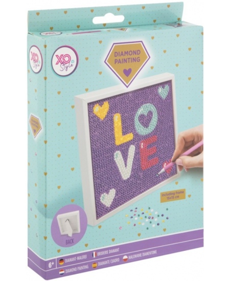 Dimanta mozaīka uz audekla GRAFIX Love, 15x15 cm
