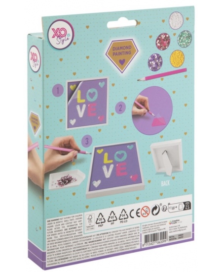 Dimanta mozaīka uz audekla GRAFIX Love, 15x15 cm