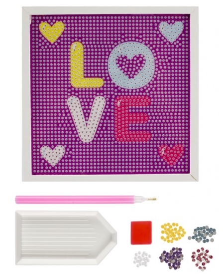 Dimanta mozaīka uz audekla GRAFIX Love, 15x15 cm