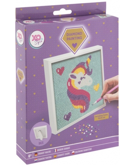 Dimanta mozaīka uz audekla GRAFIX Vienradzis, 15x15 cm