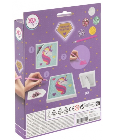 Dimanta mozaīka uz audekla GRAFIX Vienradzis, 15x15 cm