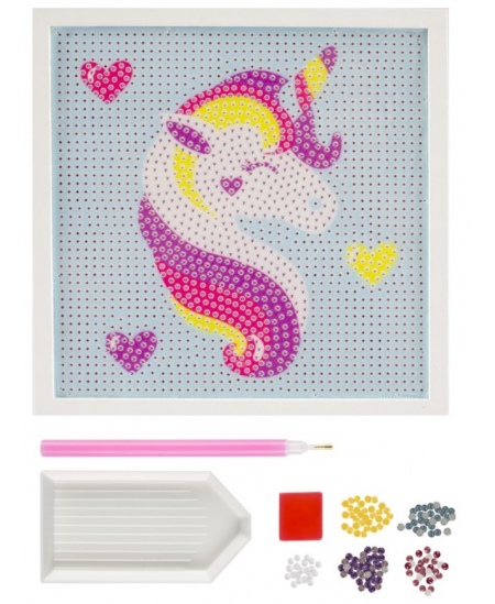 Dimanta mozaīka uz audekla GRAFIX Vienradzis, 15x15 cm