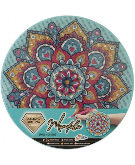 Dimantu mozaīka uz audekla GRAFIX Mandala, gaiši zila, 30 cm