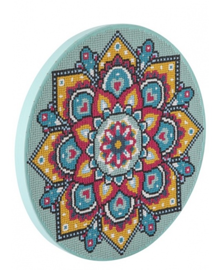 Dimantu mozaīka uz audekla GRAFIX Mandala, gaiši zila, 30 cm