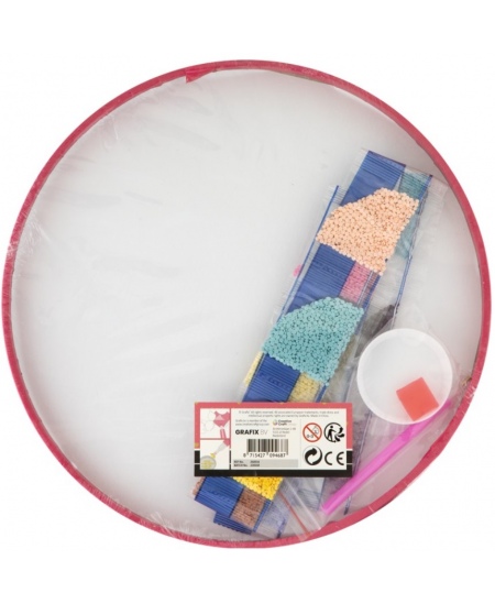 Dimantu mozaīka uz audekla GRAFIX Mandala, rozā, 30 cm