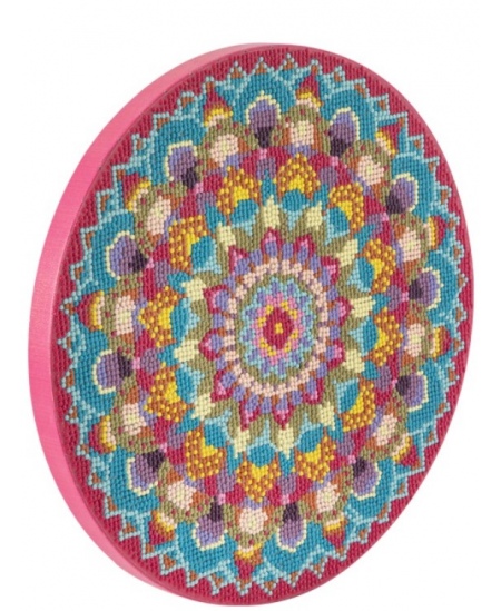 Dimantu mozaīka uz audekla GRAFIX Mandala, rozā, 30 cm