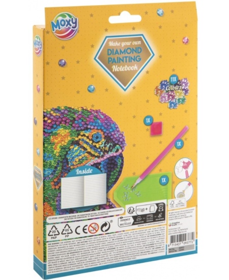 Dimantu mozaīka uz piezīmju grāmatiņas GRAFIX, dzeltena, A5