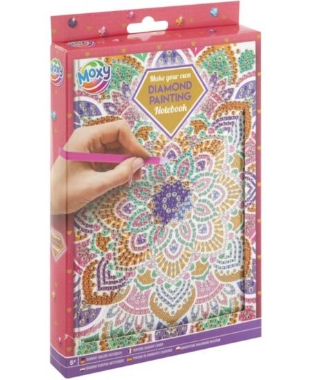 Dimantu mozaīka uz piezīmju grāmatiņas GRAFIX, rozā, A5