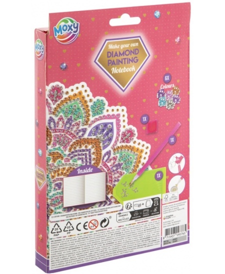 Dimantu mozaīka uz piezīmju grāmatiņas GRAFIX, rozā, A5