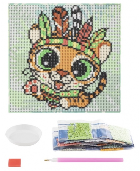 Dimanta mozaīka uz audekla GRAFIX Tiger, 20x20cm