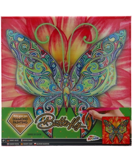 Dimantu mozaīka uz audekla GRAFIX Tauriņš, 30x30 cm