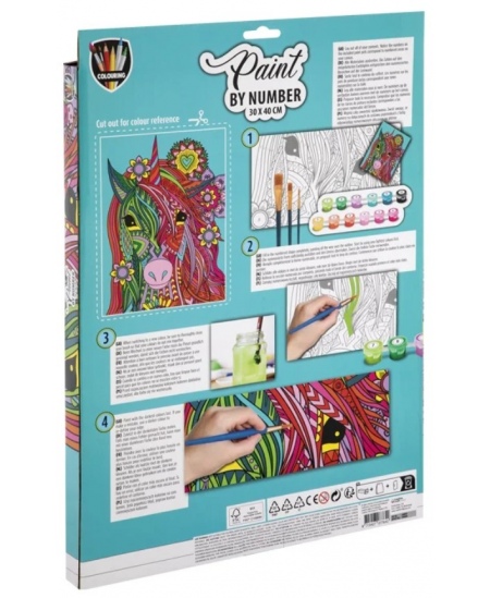 Gleznošanas komplekts pēc skaitļiem GRAFIX Vienradzis, audekls, 30x40 cm