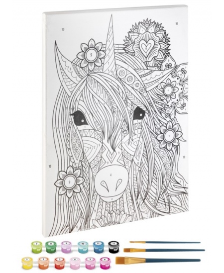 Gleznošanas komplekts pēc skaitļiem GRAFIX Vienradzis, audekls, 30x40 cm