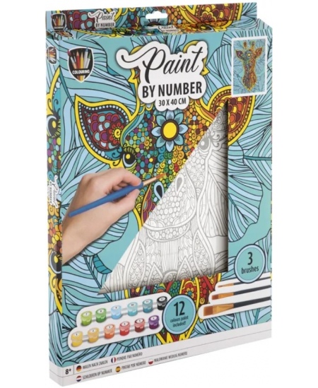 Gleznošanas pēc skaitļiem komplekts GRAFIX Žirafe, audekls, 30x40 cm