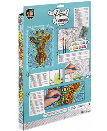 Gleznošanas pēc skaitļiem komplekts GRAFIX Žirafe, audekls, 30x40 cm
