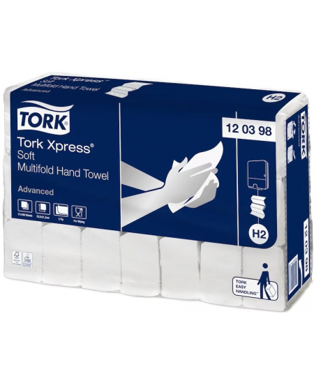Papīra dvieļi loksnēs Tork (H2), Xpress Multifold Soft, 120398, Z locījums, 180 serv., 1 iepak.