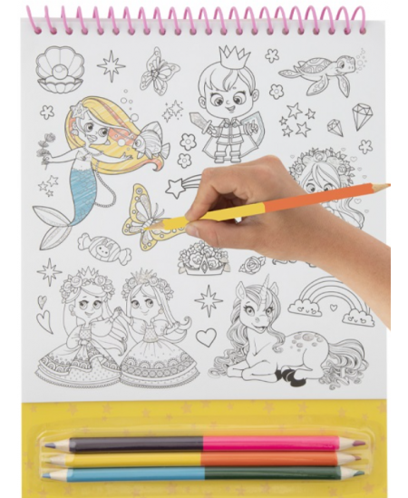 Uzlīmju krāsojamā grāmata ar zīmuļiem GRAFIX Vienradzis, 250 uzlīmes