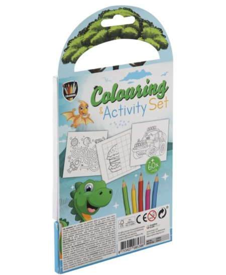 GRAFIX krāsojamā un aktivitāšu grāmata Dinozaurs, ar 5 zīmuļiem