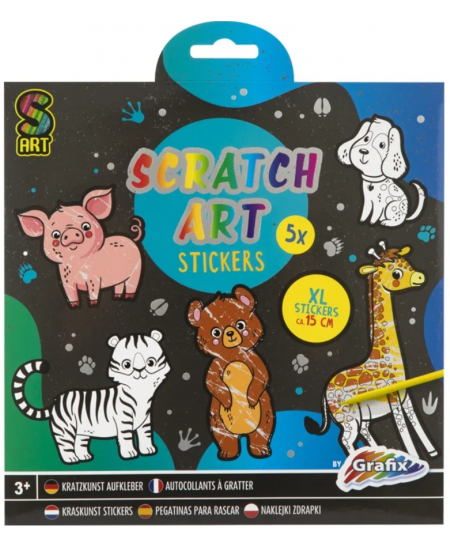 Skrāpējamo uzlīmju komplekts GRAFIX Dzīvnieki, 5 gab.
