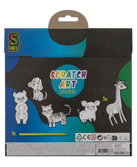 Skrāpējamo uzlīmju komplekts GRAFIX Dzīvnieki, 5 gab.