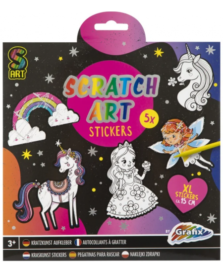 Skrāpējamo uzlīmju komplekts GRAFIX Vienradži, 5 gab.