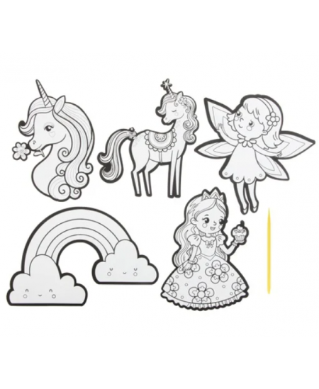 Skrāpējamo uzlīmju komplekts GRAFIX Vienradži, 5 gab.