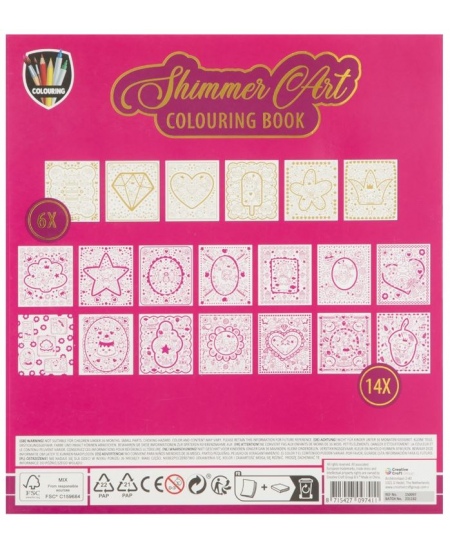 Krāsojamā grāmata ar foliju GRAFIX Shimmer Art Sarkanā krāsa, 20 lapas