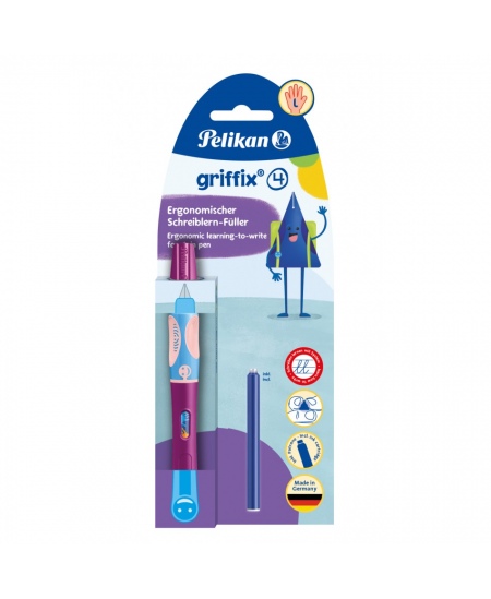 Tintes pildspalva PELIKAN Griffix-4, kreiļiem, Sweet Berry, blisterī
