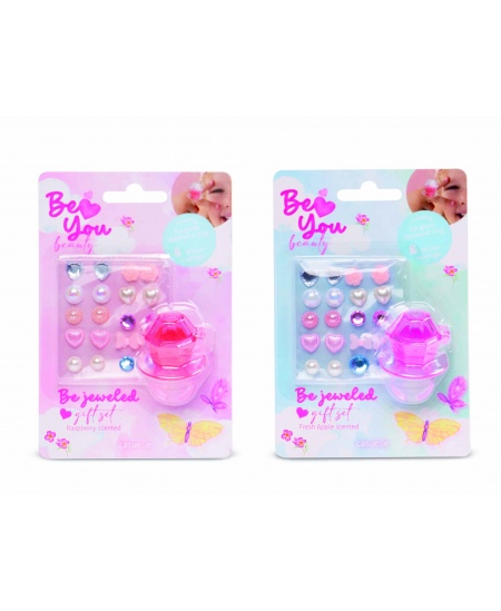 Auskari un gredzens ar lūpu spīdumu komplektā CASUELLE BeYou Aveņu