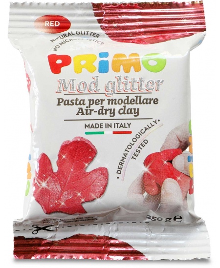 PRIMO mirdzošs māls, žūstošs, sarkans, 250 g