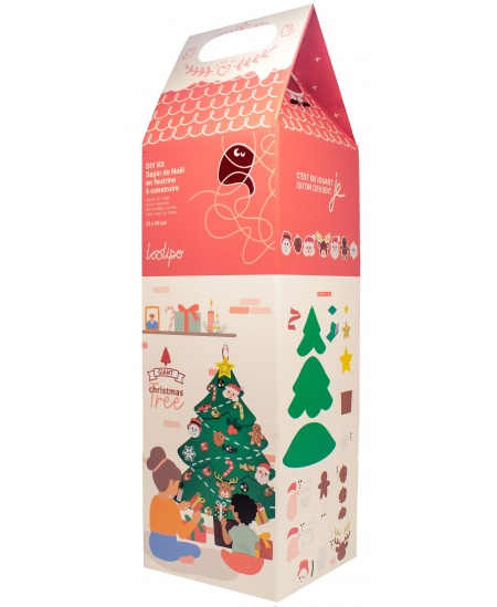 Milzīga saliekama filca eglīte ar līmējamiem rotājumiem LOOLIPO