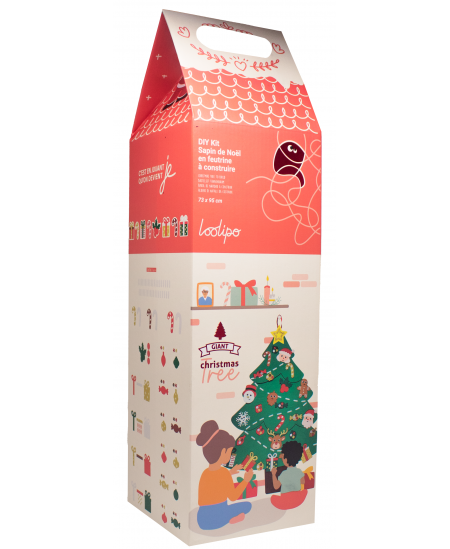 Milzīga saliekama filca eglīte ar līmējamiem rotājumiem LOOLIPO