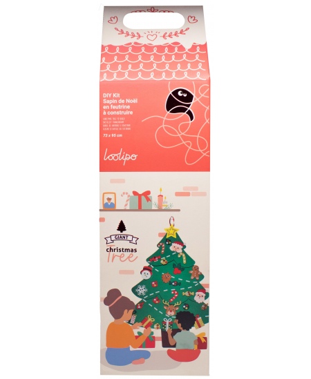Milzīga saliekama filca eglīte ar līmējamiem rotājumiem LOOLIPO