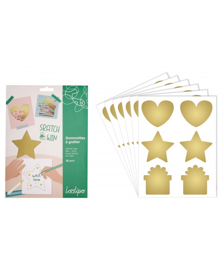 Nokasāmas uzlīmes slēptiem ziņojumiem LOOLIPO Gold, 36 gab.