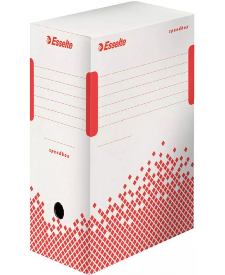 Arhīva kaste ESSELTE, 150×250×350 mm, balti sarkana