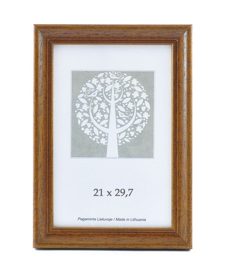 Foto rāmis, koka, 21x30 cm (A4), gaiši brūns
