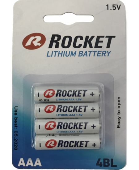 Baterijas ROCKET Lithium FR03 (AAA), litija, 4 gab.