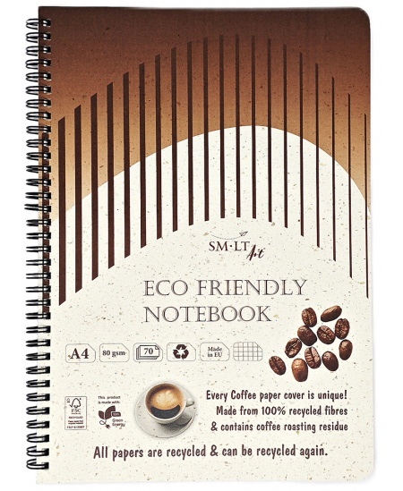 Spirālveida piezīmju grāmatiņa SM-LT ECO Art, A4, 70 lapas, ar kvadrātiņiem