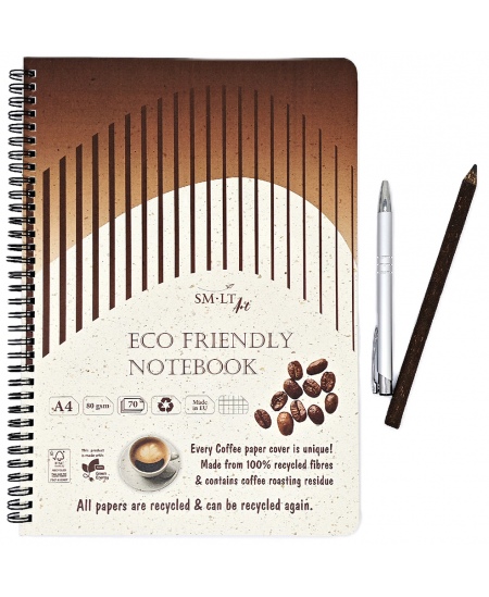 Spirālveida piezīmju grāmatiņa SM-LT ECO Art, A4, 70 lapas, ar kvadrātiņiem