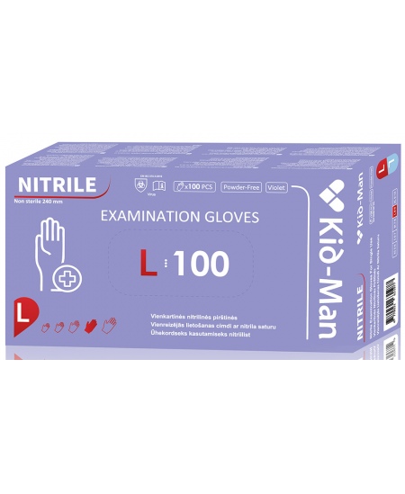 Vienreizlietojamie nitrila cimdi KID-MAN, L izmērs, 100 gab.