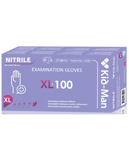 Vienreizlietojamie nitrila cimdi KID-MAN, XL izmērs, 100 gab.