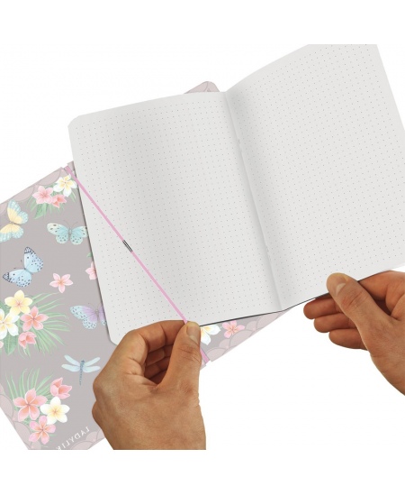 Piezīmju grāmatiņa HERLITZ ar dzēšgumiju, A5, punktiņi, ziedu motīvi