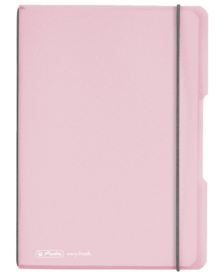 Piezīmju grāmatiņa HERLITZ ar gumiju, A5, kvadrātiņi, rozā