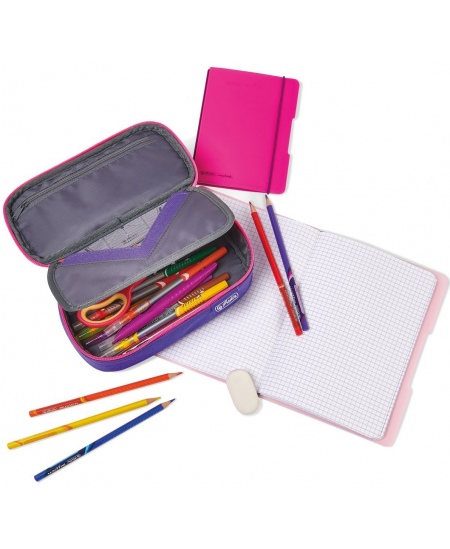 Piezīmju grāmatiņa HERLITZ ar gumiju, A5, kvadrātiņi, rozā