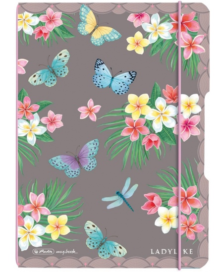 Piezīmju grāmatiņa HERLITZ, A4, līniju un kvadrātu, ziedu motīvi