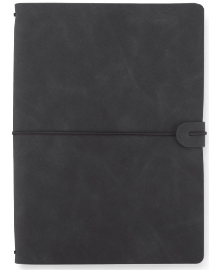 Piezīmju grāmatiņa RETRO LITE, A5, līnijotā, eko āda, melna