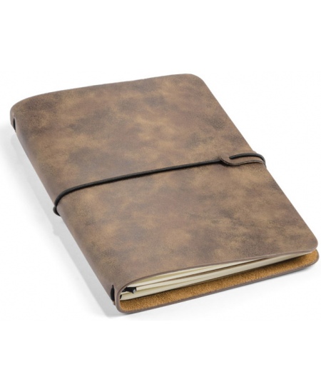 Piezīmju grāmatiņa RETRO, A5, līnijotā, eko āda, brūna