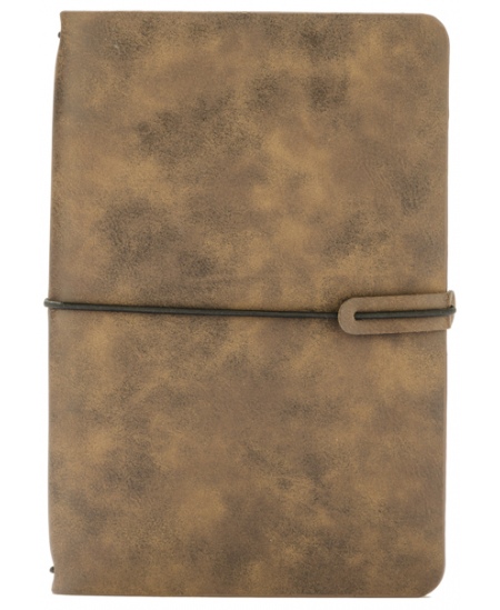 Piezīmju grāmatiņa RETRO, A5, līnijotā, eko āda, brūna